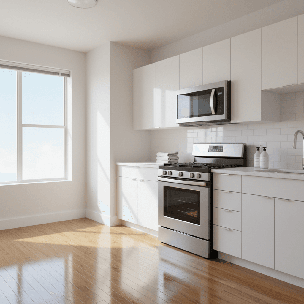 Empty property interior showing professional move-out cleaning meeting inspection standards